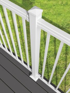 Heavy Duty 2.5in x 45in White Railing Post with Trim 