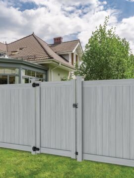  6' H x 8' W Norfolk Privacy Fence Panel Gray Woodgrain