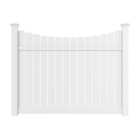 6' H x 8' W Grove 6" Dogear Semi-Privacy Scalloped Fence Panel White