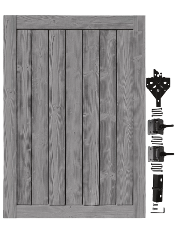 Nantucket Gray Sherwood Gate 70 in. high x 48 in. wide with Hardware
