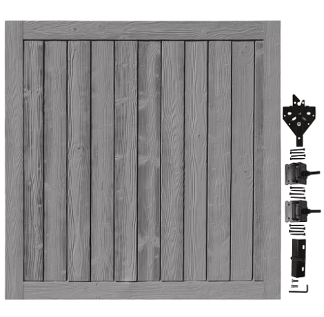 Nantucket Gray Sherwood Gate 70 in. high x 71 in. wide with Hardware