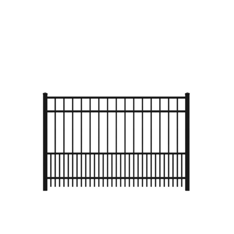 5' H x 6' W Flat top Puppy Picket Aluminum Fence Panel Black 