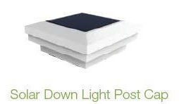 Aluminum Railing 2.5" x 2.5" White Solar Post Cap - Down Light 