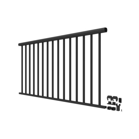 36in x 8ft Black Clarion Rounded Flat Top Railing Kit