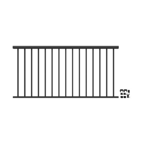 36in x 6ft Black Clarion Rounded Flat Top Railing Kit 