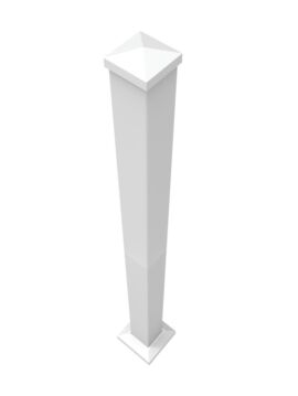 2.5in x 39in White Railing Post with Trim 
