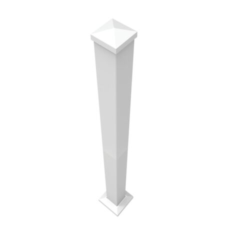 2.5in x 39in White Railing Post with Trim 