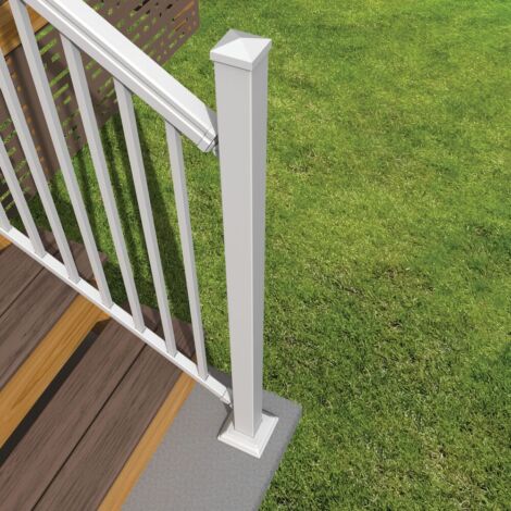 Heavy Duty 2.5in x 60in White Railing Post with Trim