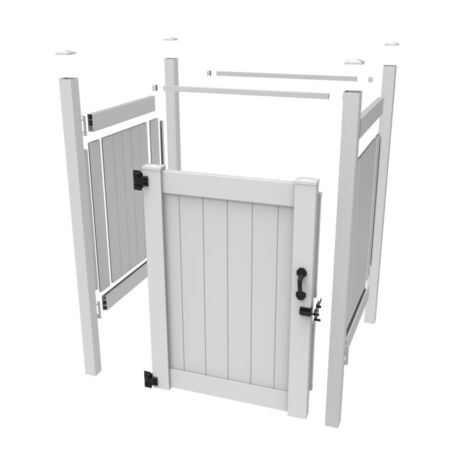 White Vinyl Outdoor Shower Stall Kit - With Door