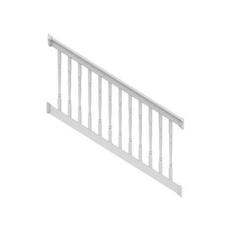 36" H x 6' L White Vinyl T Style w/ Turned Baluster STAIR Railing 