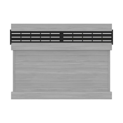 6'H X 8'W Horizontal Chesapeake Privacy Panel Gray Woodgrain W/ Black Screen