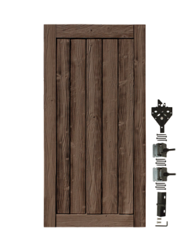Walnut Brown Sherwood Gate 70 in. high x 36 in. wide with Hardware