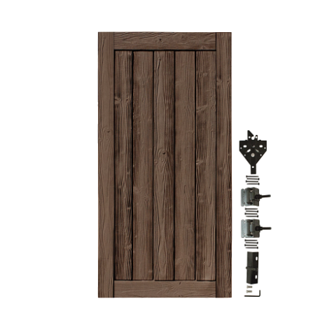 Walnut Brown Sherwood Gate 70 in. high x 36 in. wide with Hardware