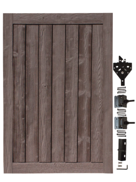 Walnut Brown Sherwood Gate 70 in. high x 48 in. wide with Hardware