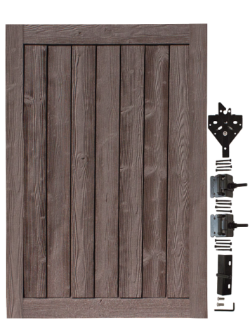 Walnut Brown Sherwood Gate 70 in. high x 60 in. wide with Hardware 