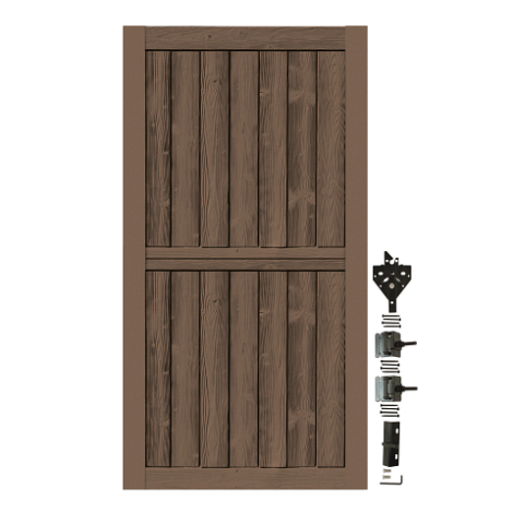Walnut Brown Sherwood Gate 96 in. high x 48 in. wide with Hardware
